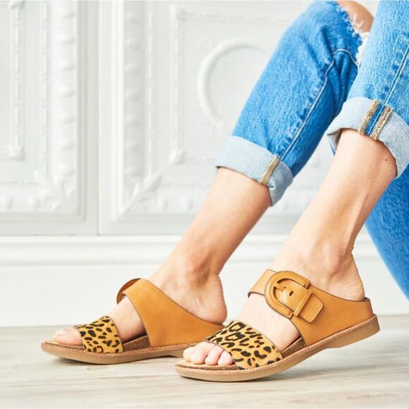 Sofft Braye Leopard Printed Horse Hair Slide Sandals 7.5 M Luggage Tan Leather - Picture 12 of 12